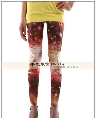 批發(fā) 歐美原單外貿(mào) 紅色星空印花打底褲九分褲 時尚與性價比的完美融合